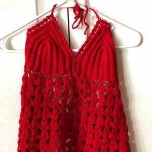 Red homemade yarn shirt/top